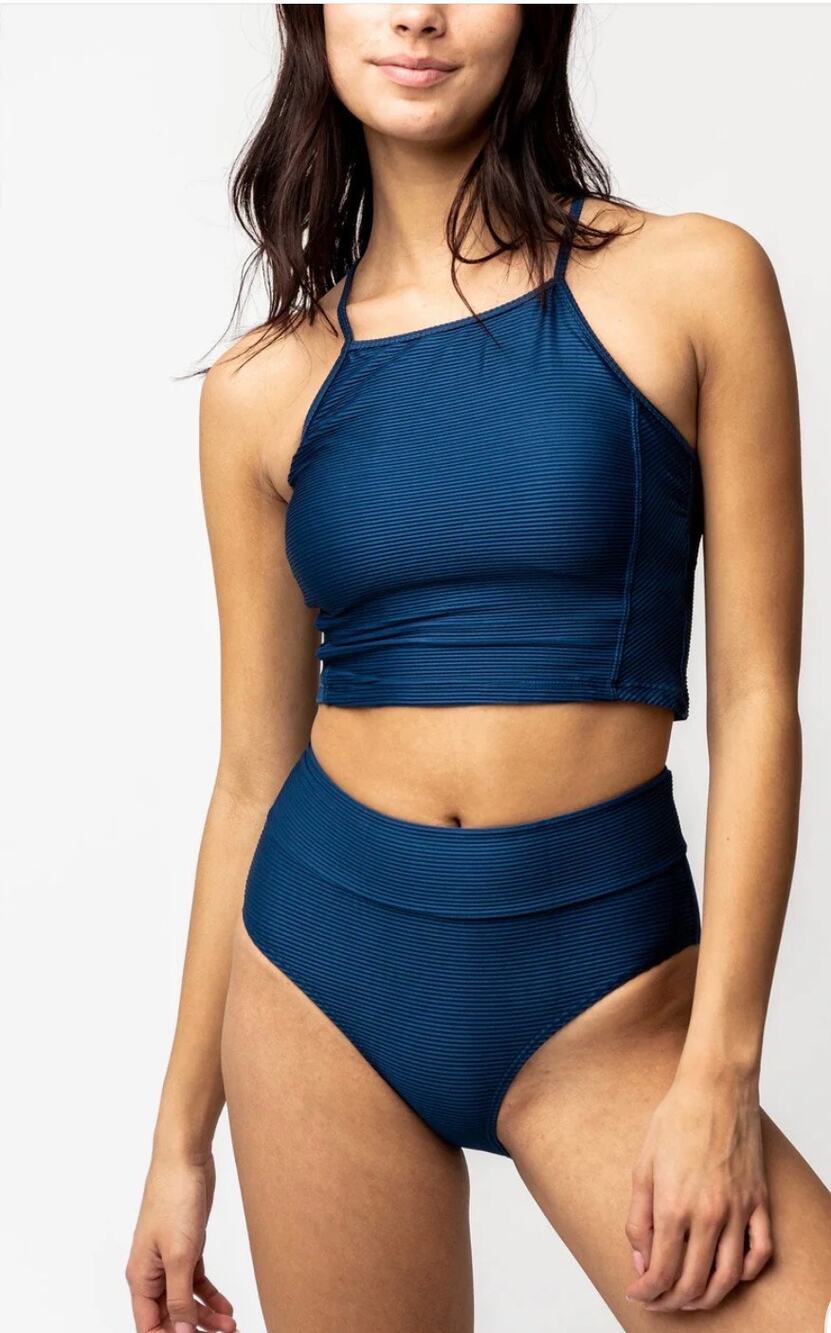 Nani Textured Navy Midkini Swimsuit
